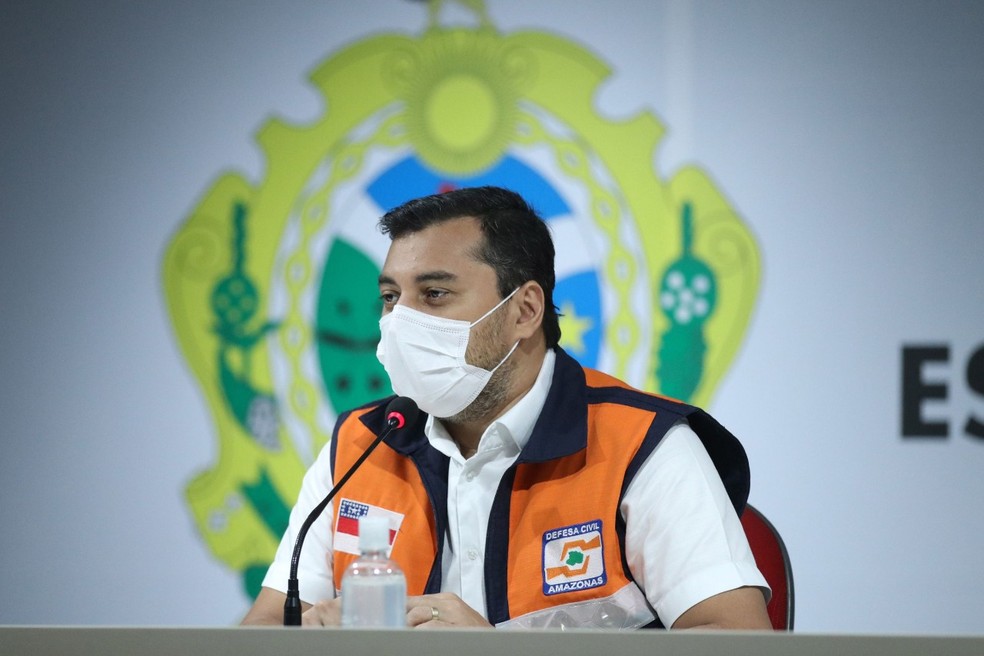 Governador Wilson Lima durante anúncio de pacote de ações para minimizar afetados pela chuva no AM — Foto: Divulgação