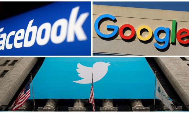 Logotipos de Facebook, Google e Twitter. REUTERS
