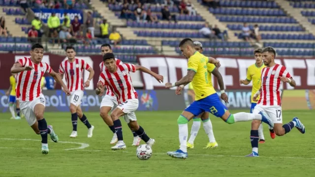 Brasil 0 x 1 Paraguai. Gol da vitória marcado pelo paraguaio Fabrizio Peralta. Crédito: Joilson Marconne/CBF-paraguai-pre-olimpico-2-e1707237677983