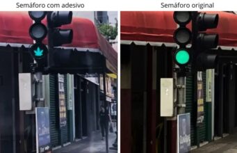 Sinal verde: semáforo com formato de maconha chama atenção em cidade no PR